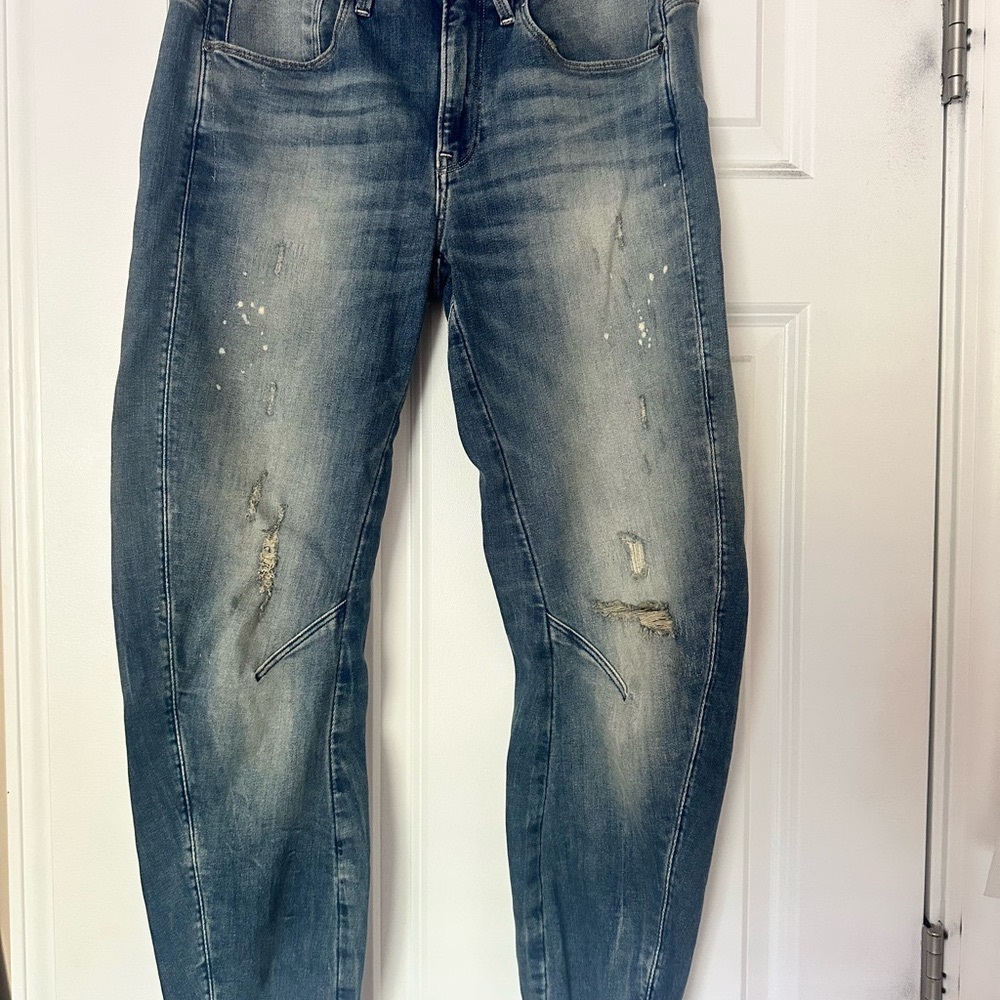 G-Star Blue Relaxed Fit Jeans with Distressed Detailing